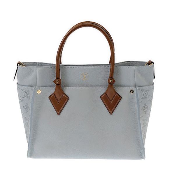 Louis Vuitton On My Side MM Leather Monogram Mahina Blue Oramp Shoulder Bag - Picture 2 of 11